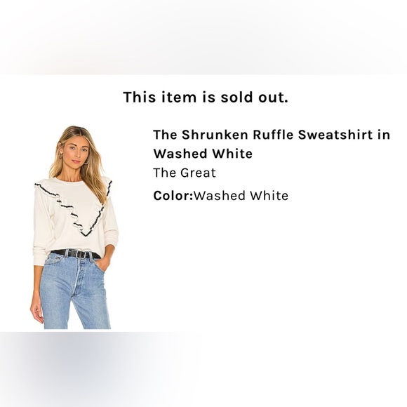 NWT THE GREAT The Shrunken Ruffle Sweatshirt in Washed White - Picture 15 of 16